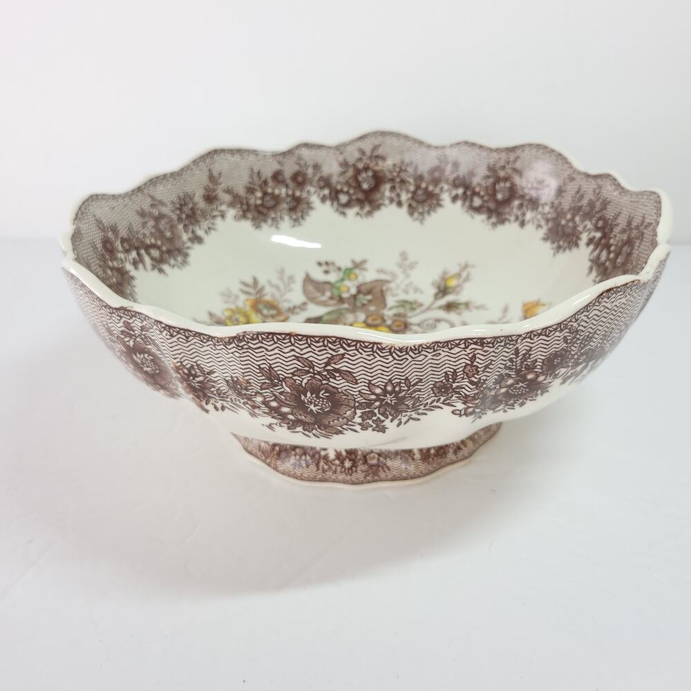 Mason's Patent Ironstone Ascot Brown Large Fruit Bowl 10.25" Vintage England